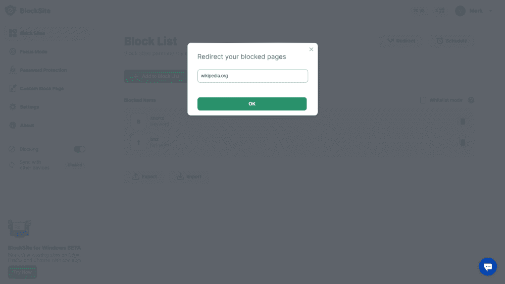 Redirect your blocked pages
